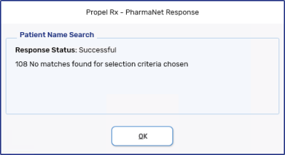 PharmaNet No Match Response