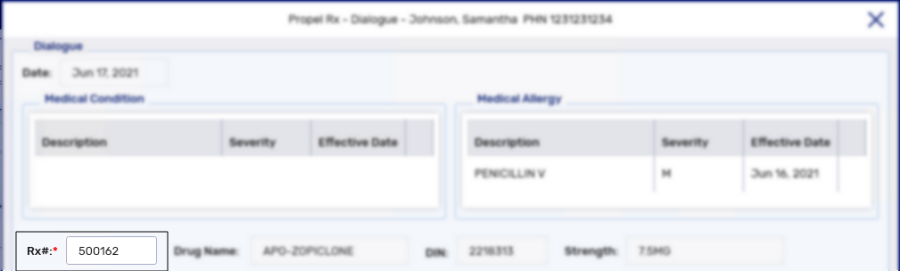 Dialogue Window Rx Field