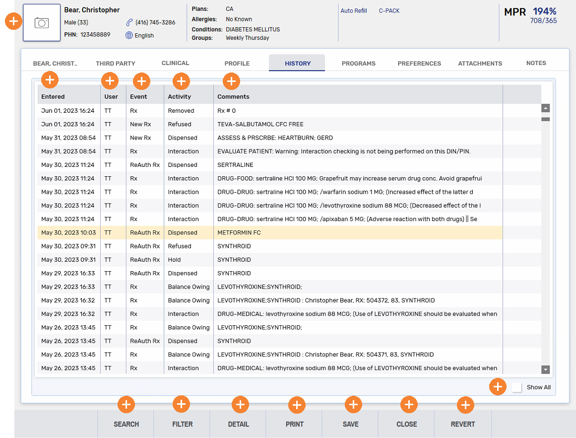 History Tab Overview