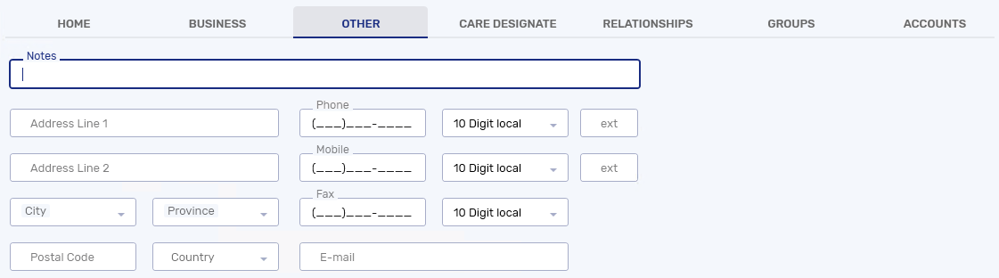 Patient Folder's Other Tab