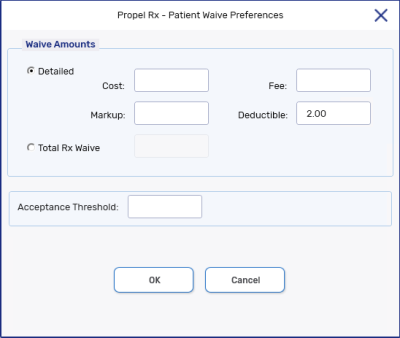 Patient Waive Preferences Window