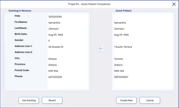 Quick Patient Comparison Window