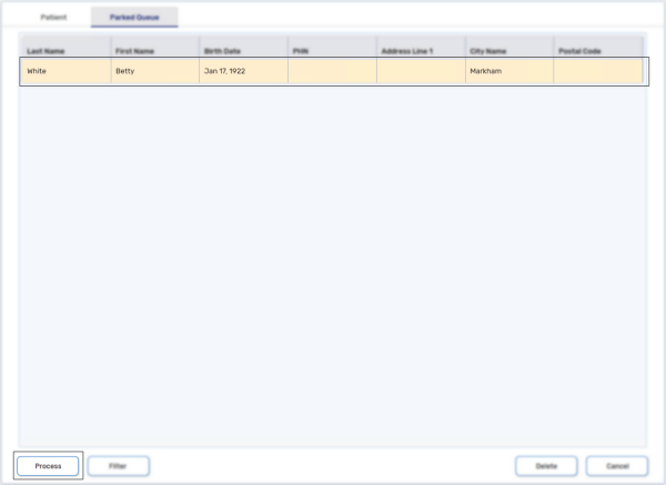 Processing a Parked Quick Patient Folder