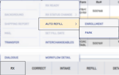 RX > Auto Refill > Park