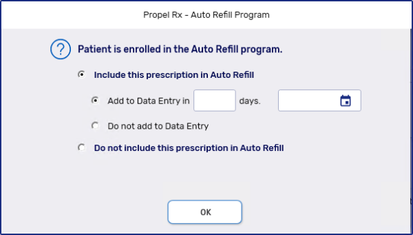 Auto Refill HOLD Prompt